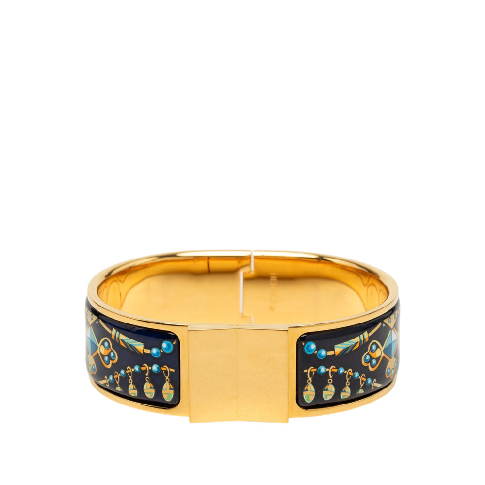 Pre-Loved Hermes Wide Printed Enamel Loquet Bracelet PM